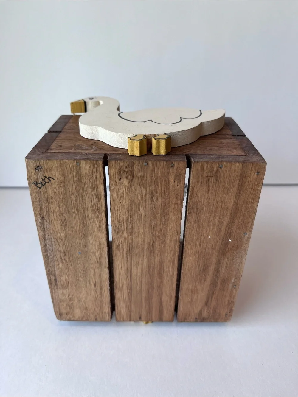 Vintage Mini Goose Wood Crate Basket 80’s Country Cottagecore